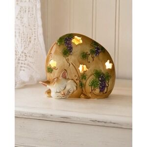 Whimsical Sleeping Cat Ceramic Electric Nightlight Tealight Holder